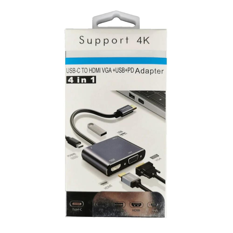 Adaptateur 2-en-1 USB Type-C vers VGA & HDMI Support 4K