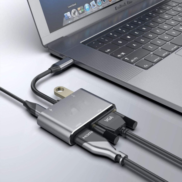 Adaptateur 2-en-1 USB Type-C vers VGA & HDMI Support 4K