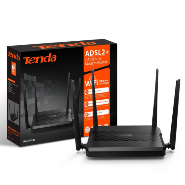 MODEM ROUTEUR TENDA ADSL + D305 4 ANTENNES
