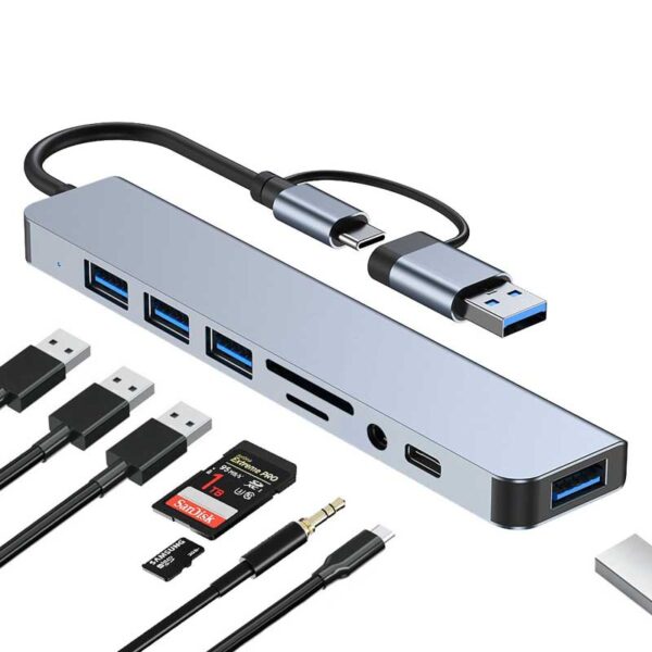 USB hub, C-Type hub, 8-PorT, Microphone/Audio Interface