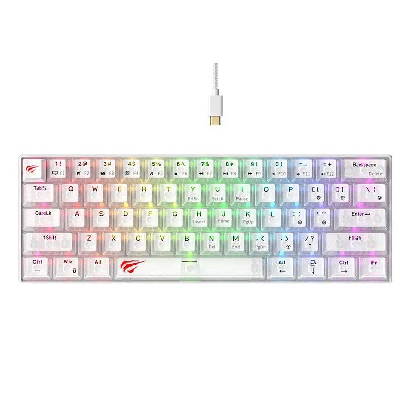 CLAVIER GAMER MECANIQUE HAVIT KB903L – TRANSPARENT  (60% – TYPE-C / RED SWITCH – )