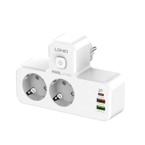MULTIPRISE LDNIO SIYOTEAM SE2337 2 PRISE - USB C - 2 USB + LAMPE LED