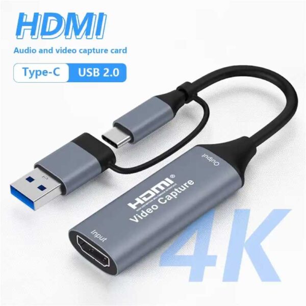 Carte d’acquisition vidéo HDMI 4K 30 FPS, carte d’enregistrement vidéo HDMI USB 3.0 avec Type-C