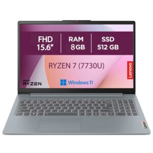 Lenovo IdeaPad Slim 3 15ABR8 Laptop, AMD Ryzen7 7730U, 8GB, SSD 512GB, 15.6" Full HD 1080p