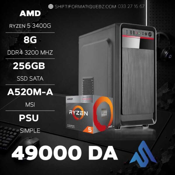 RYZEN-5--3400G-SIMPLE RYZEN 5 3400G CASE SIMPLE